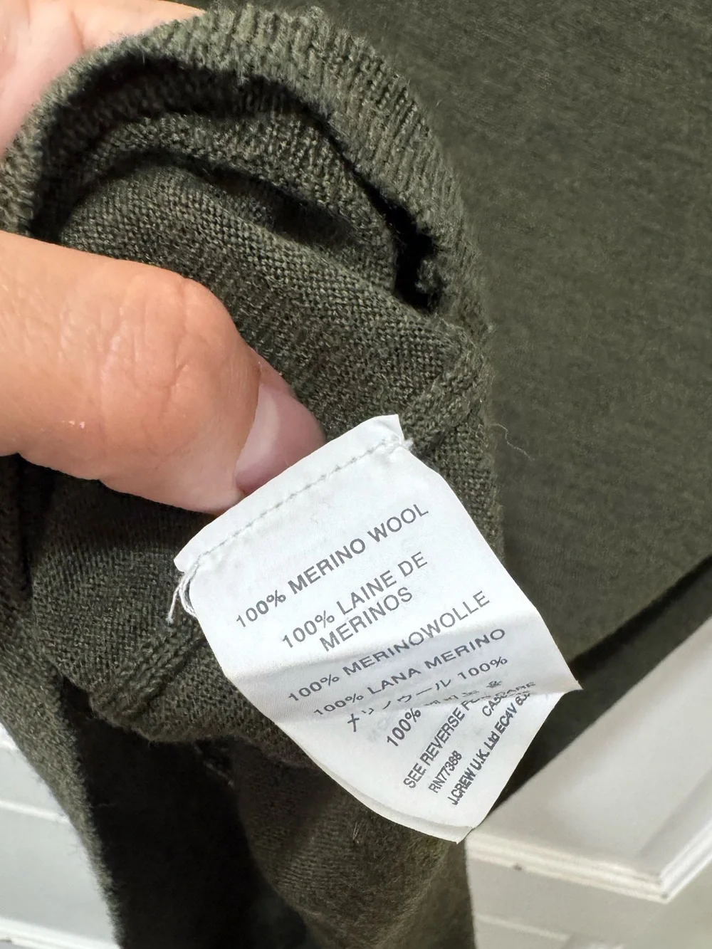 J. Crew Olive Heathered Olive Green Crew Neck Sweater Merino Wool Blend XXS